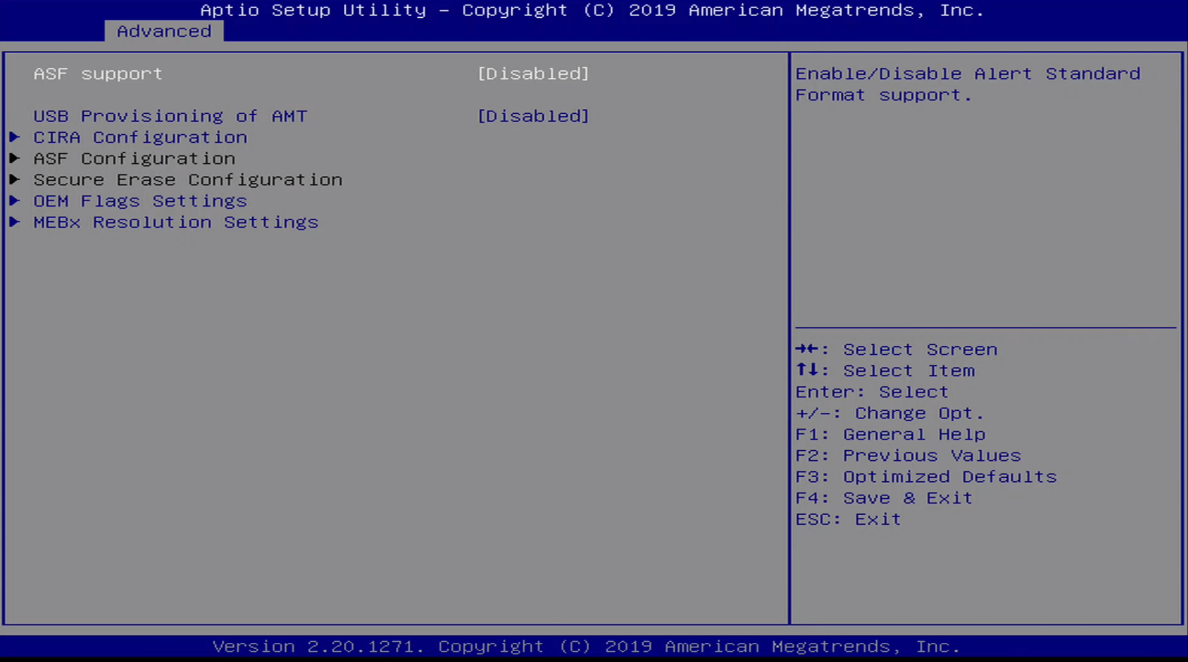 ONN BIOS Advanced / Intel AMT Menu