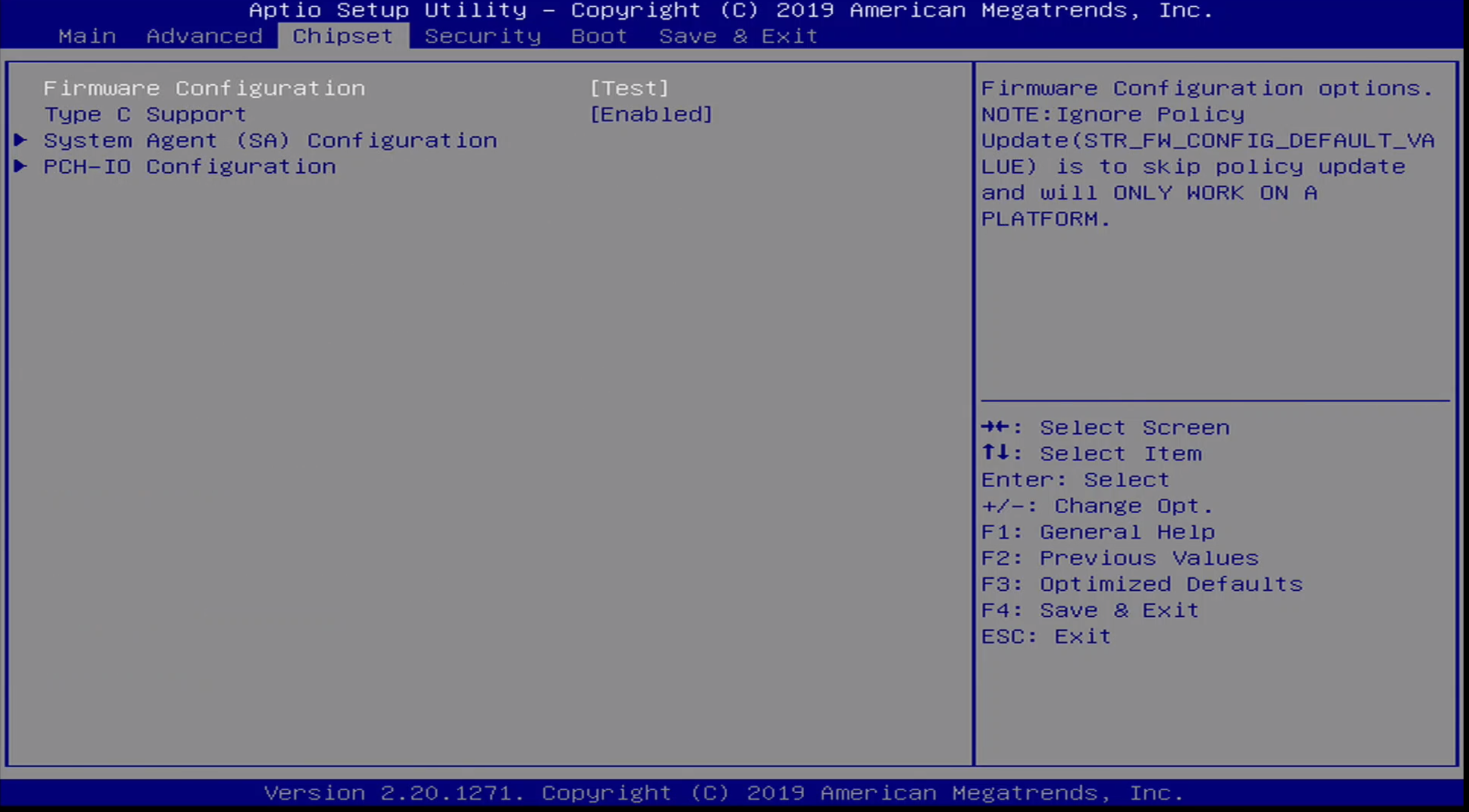 ONN BIOS Chipset Menu