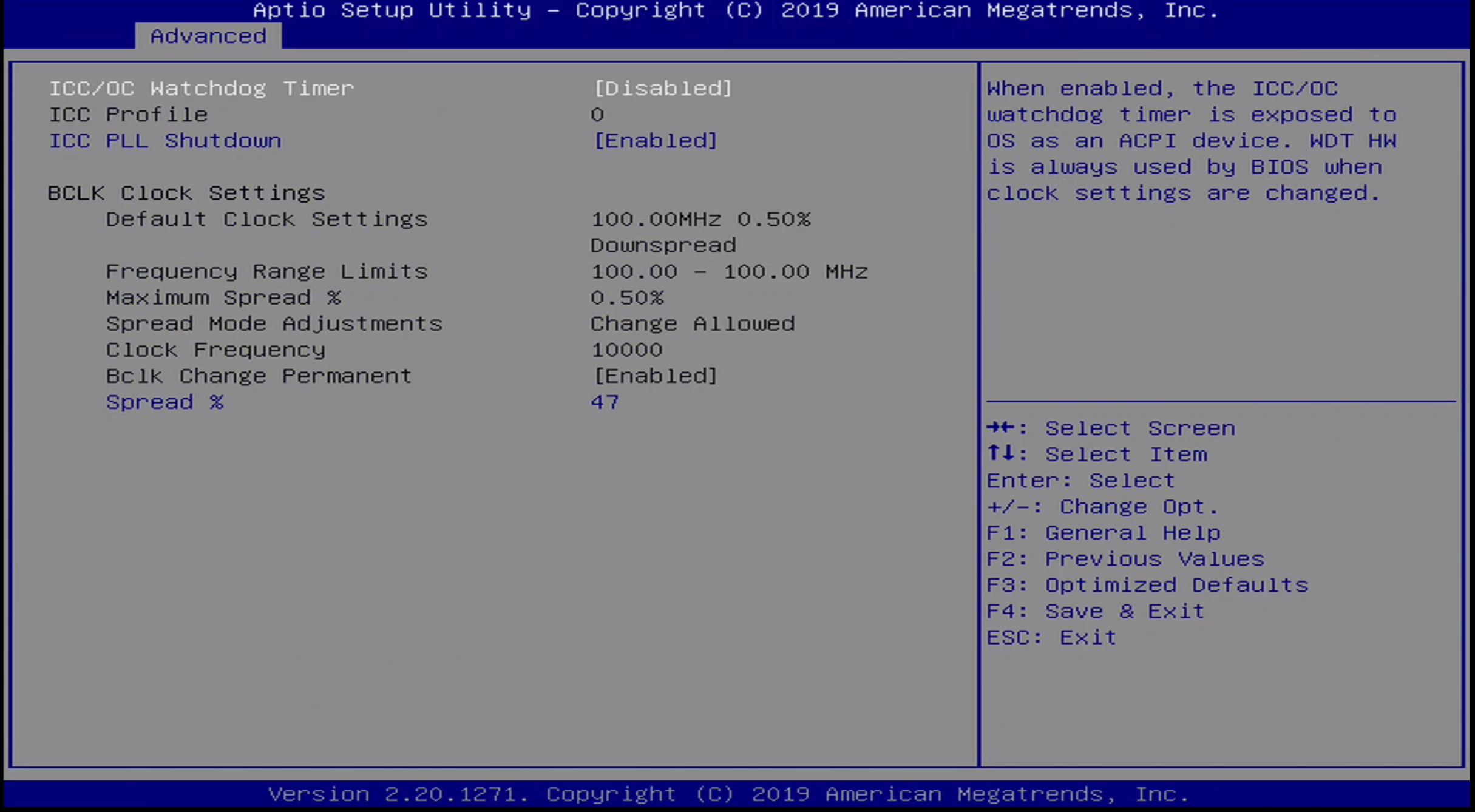 ONN BIOS Advabced / Intel ICC Menu