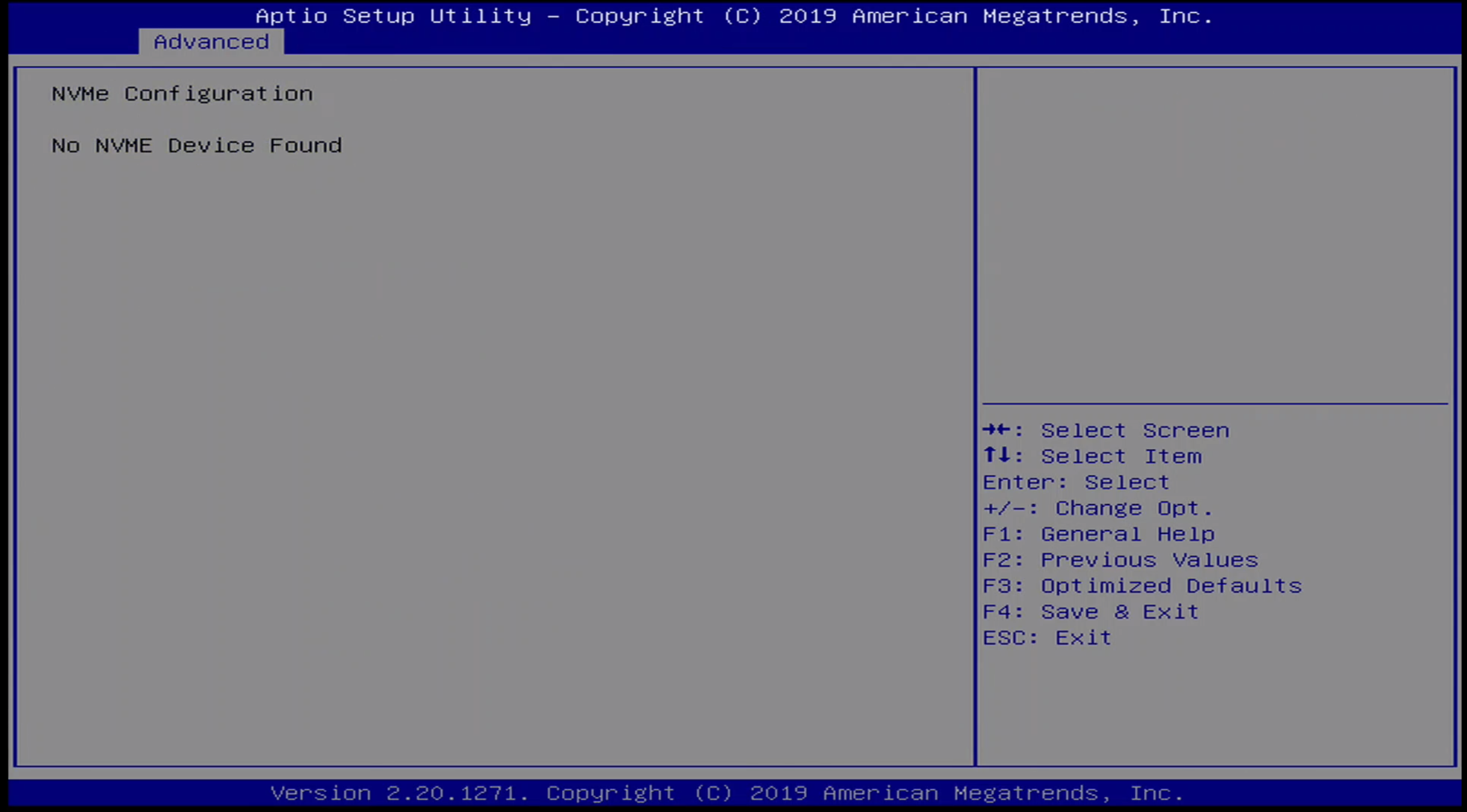 ONN BIOS Advanced / NVMe Menu