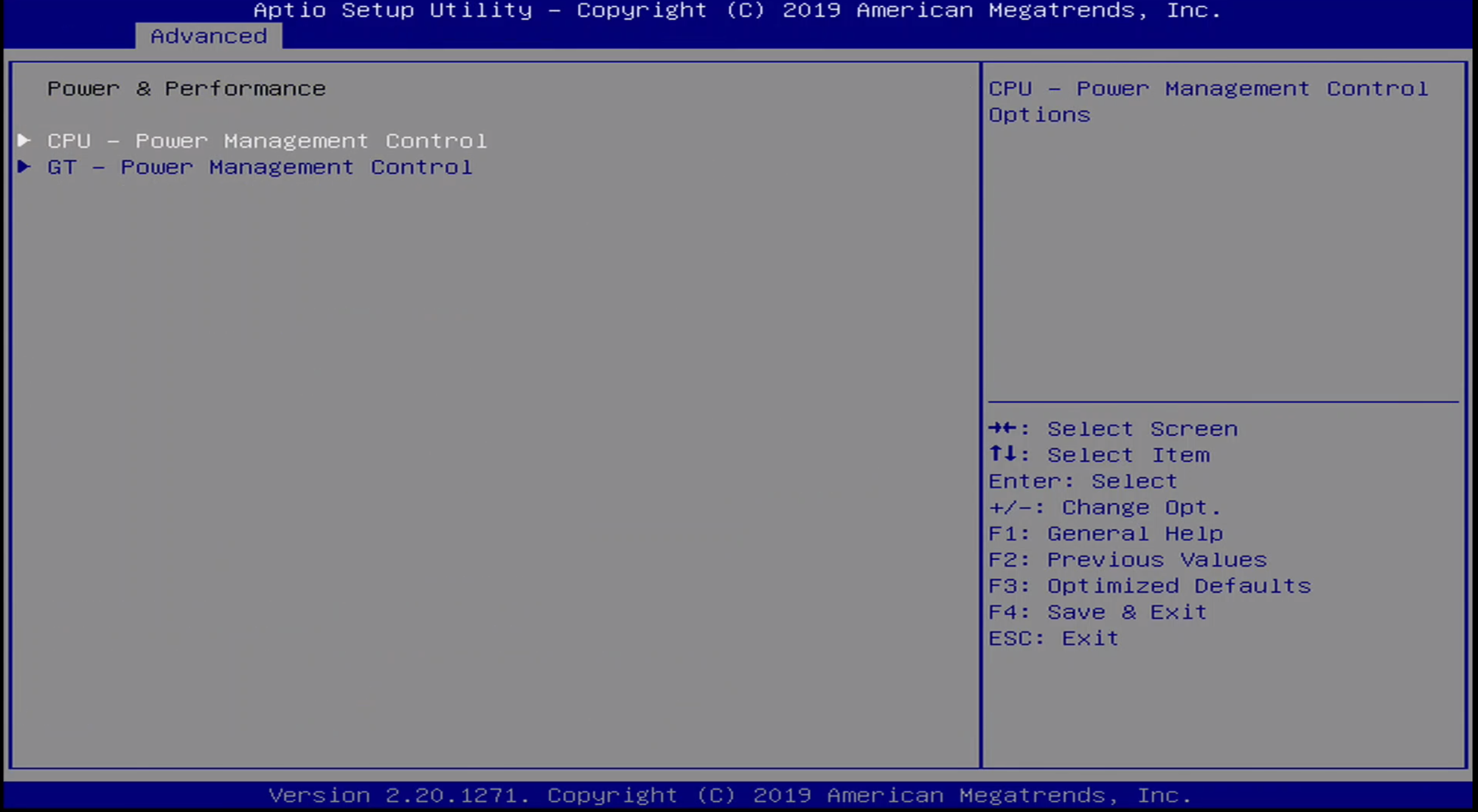 0NN BIOS Advanced / Power Management Menu